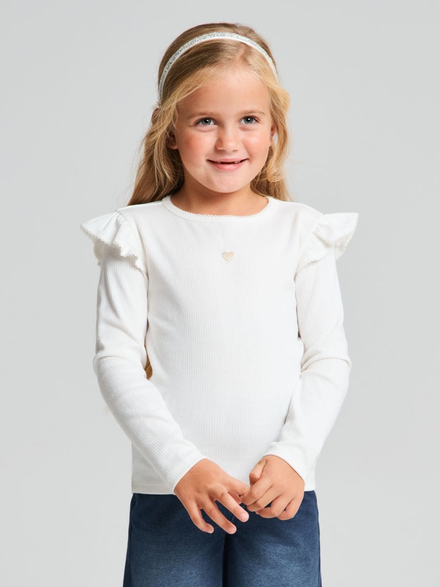 Rebrasta majica - krema - SINSAY