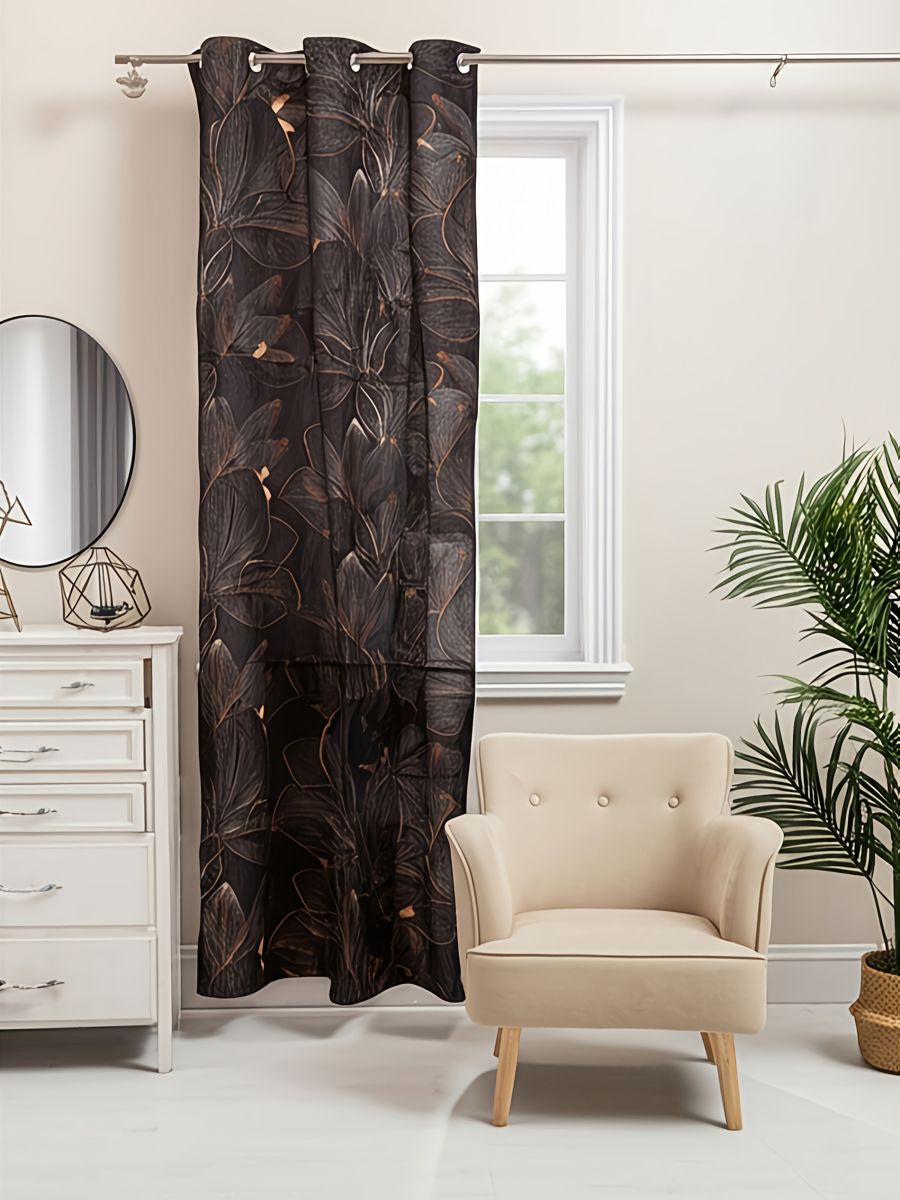 Rõngastega kardin - must - SINSAY