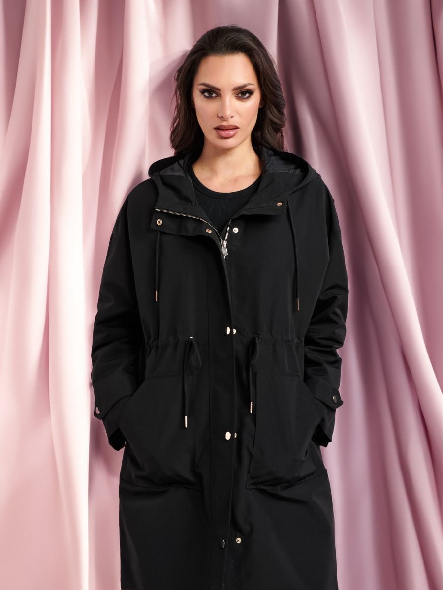 Parka s kapucňou - čierna - SINSAY