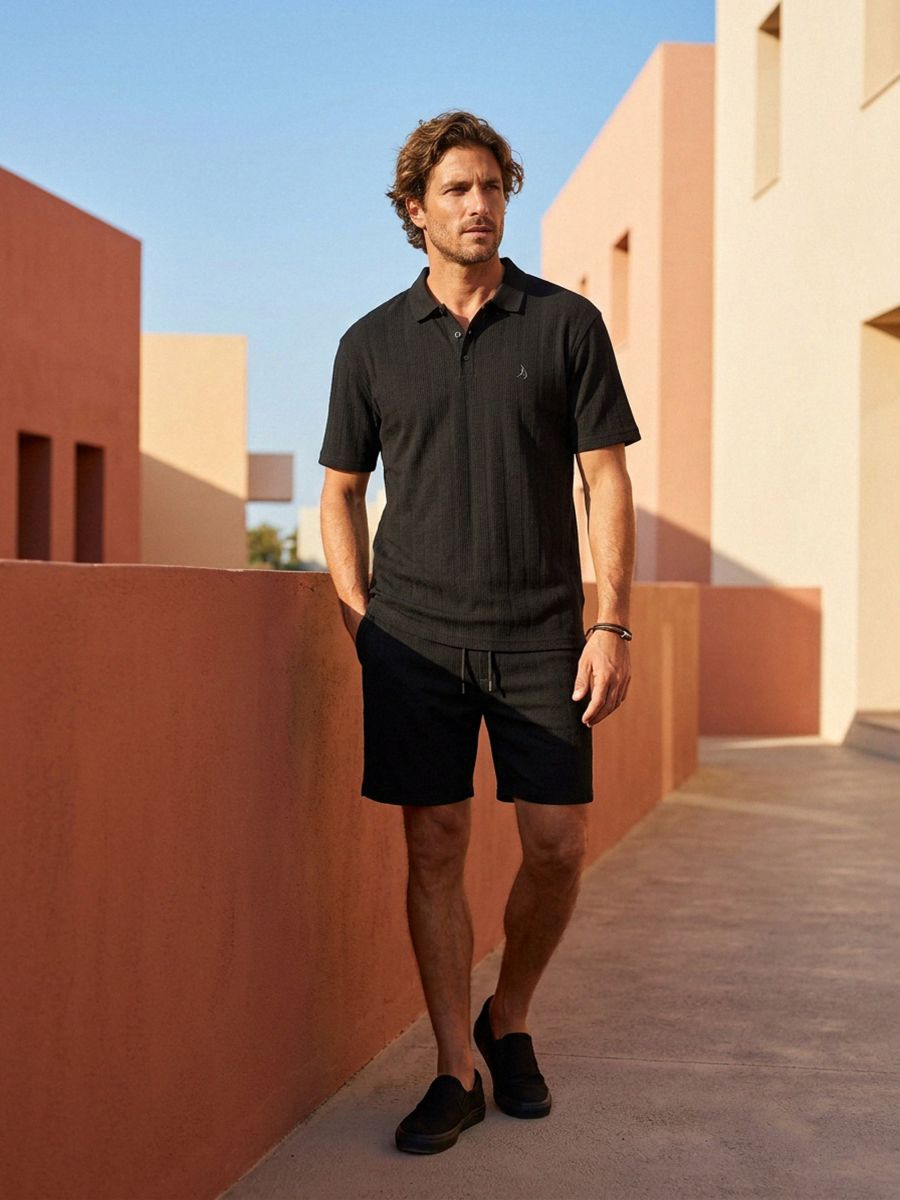 Pamučna polo majica - crno - SINSAY