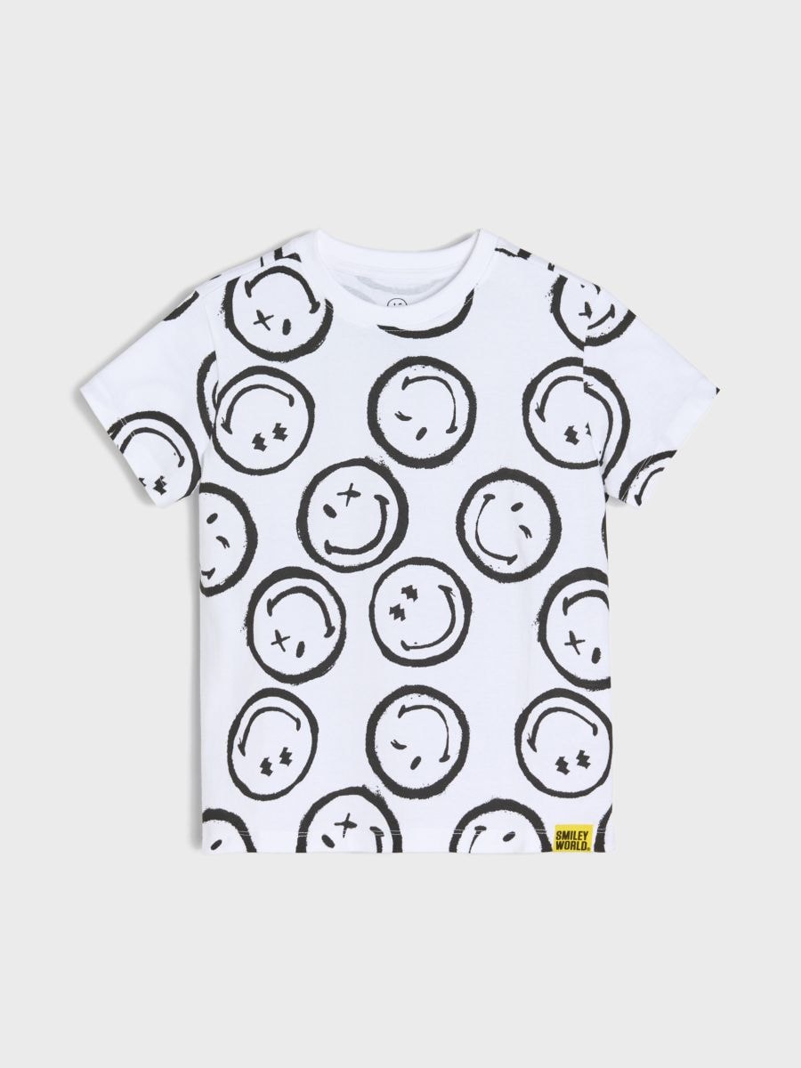 Tricou din bumbac Smiley - alb - SINSAY