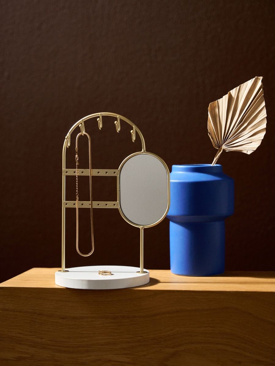 Stojak na biżuterię z lustrem - biały - SINSAY