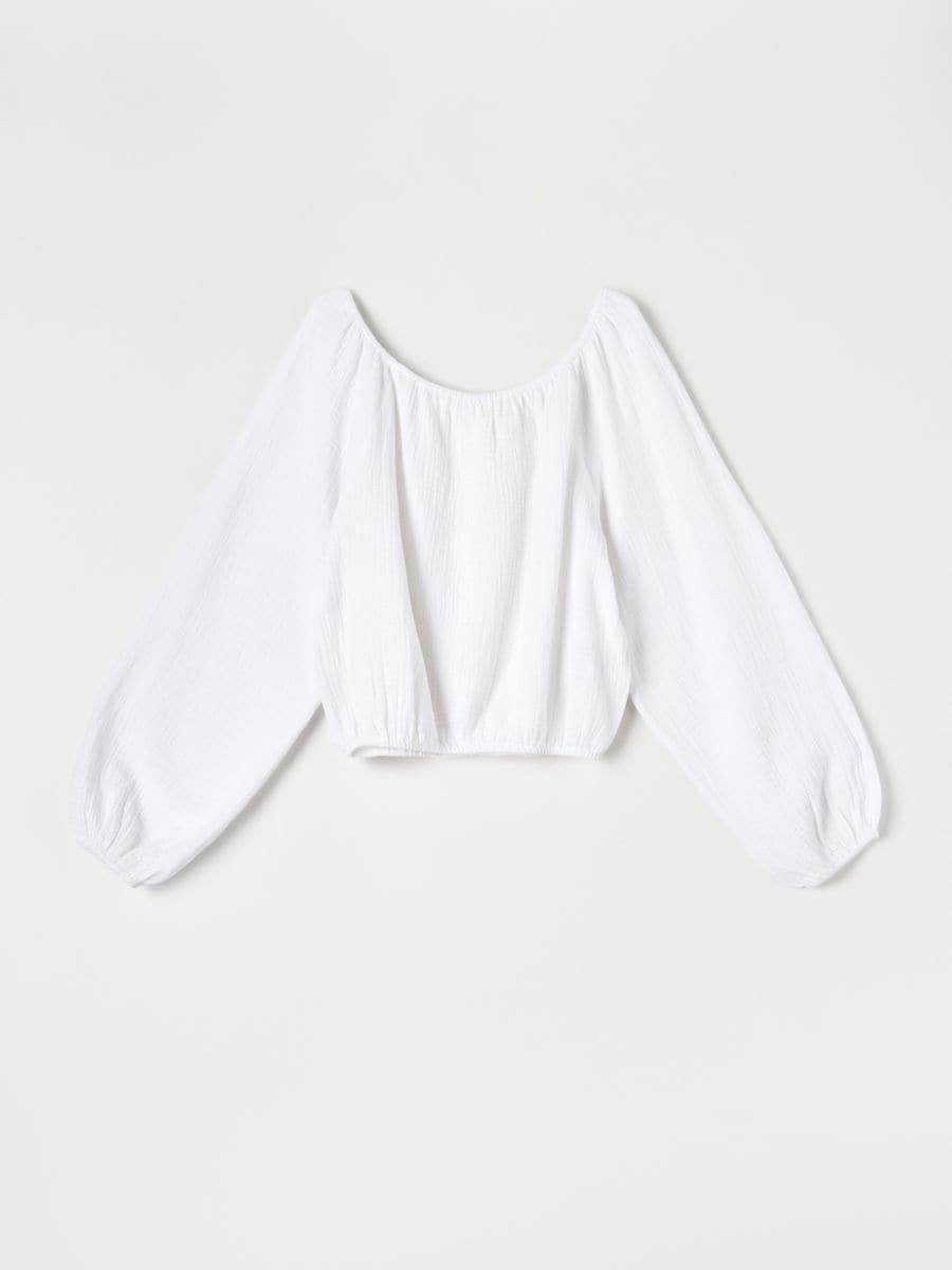 Bluza otvorenih ramena - bijela - SINSAY