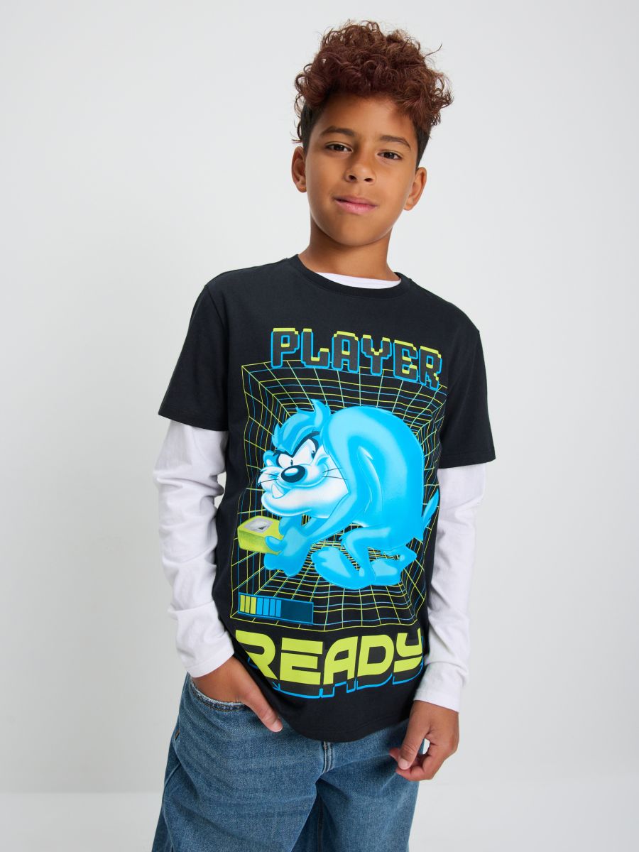 Majica Looney Tunes - črna - SINSAY