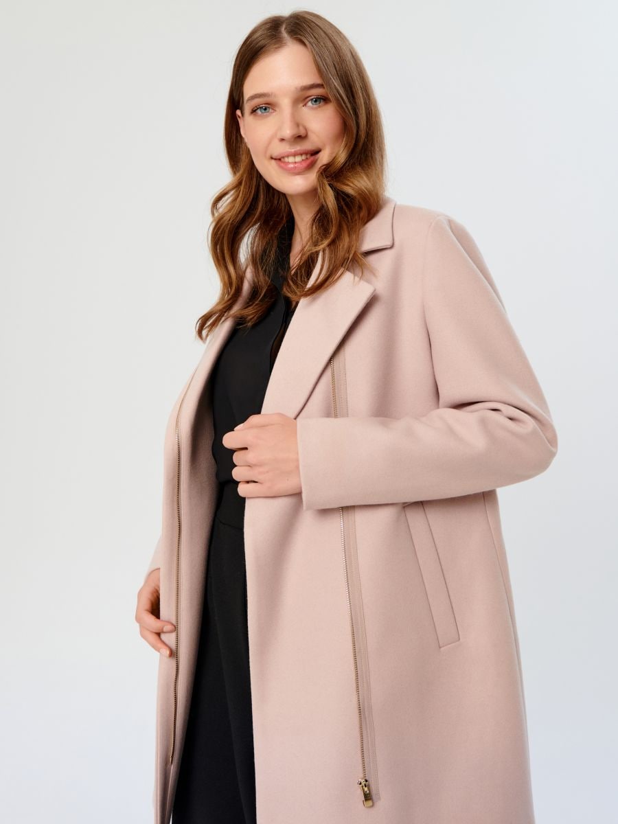 Пальто з тканини з додаванням вовни - пастельний рожевий - SINSAY