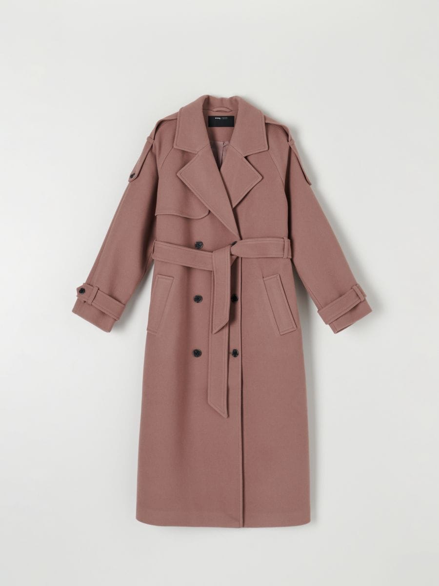 Klasyczny płaszcz dwurzędowy - fioletowy - SINSAY