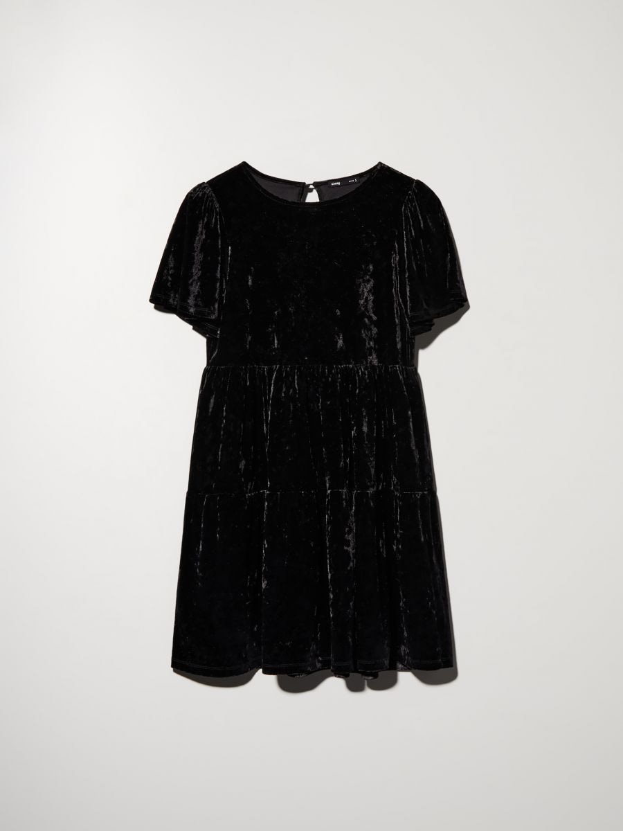 Mini dress with gathering - black - SINSAY