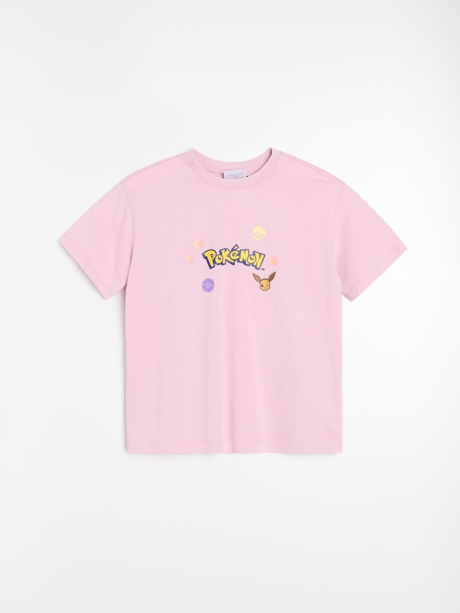 Бавовняна футболка з принтом Pokémon - рожевий - SINSAY