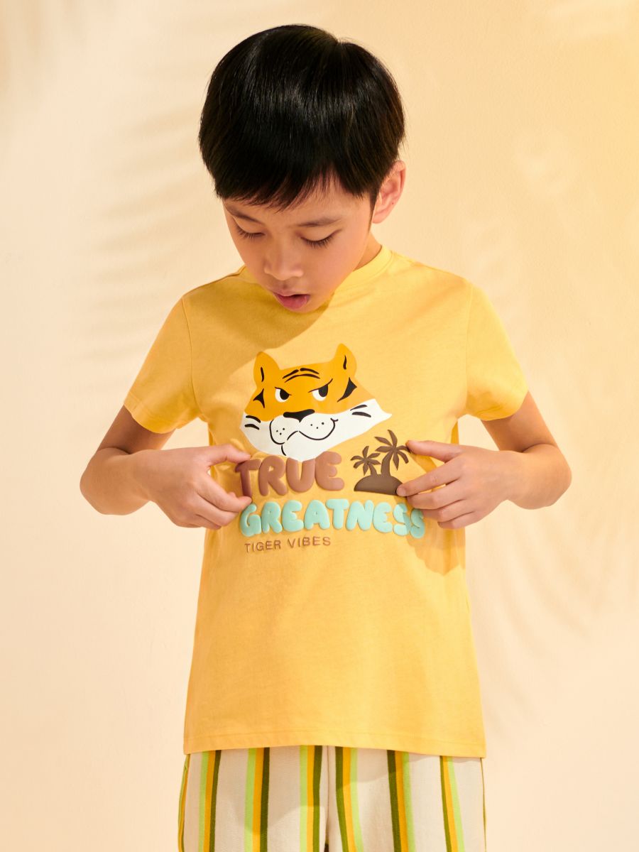 T-krekls ar apdruku - gaiši dzeltena - SINSAY