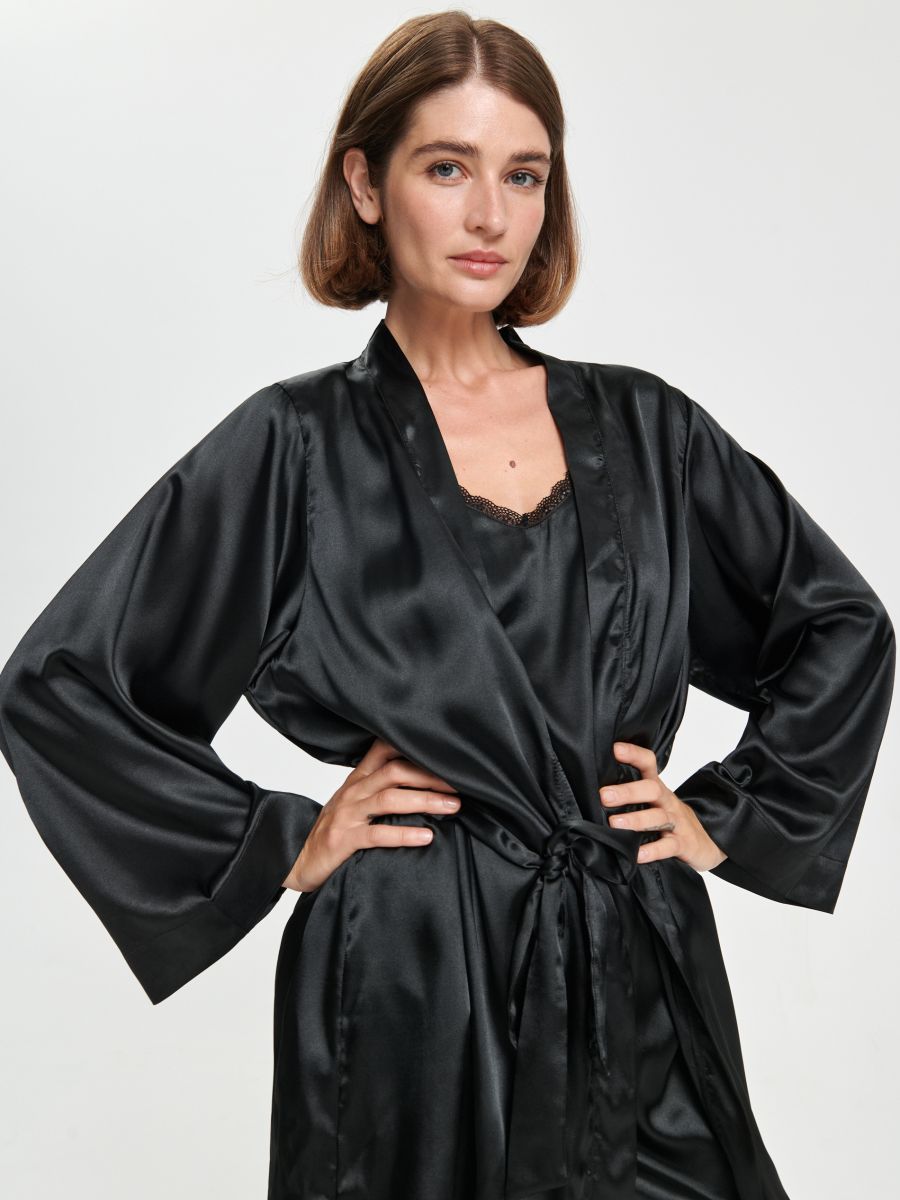 Vestaglia raso nera cheap