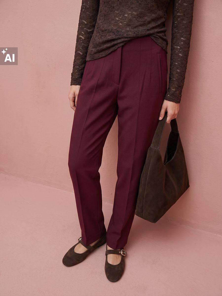 Pantaloni tip țigară cu amestec de viscoză - violet-închis - SINSAY