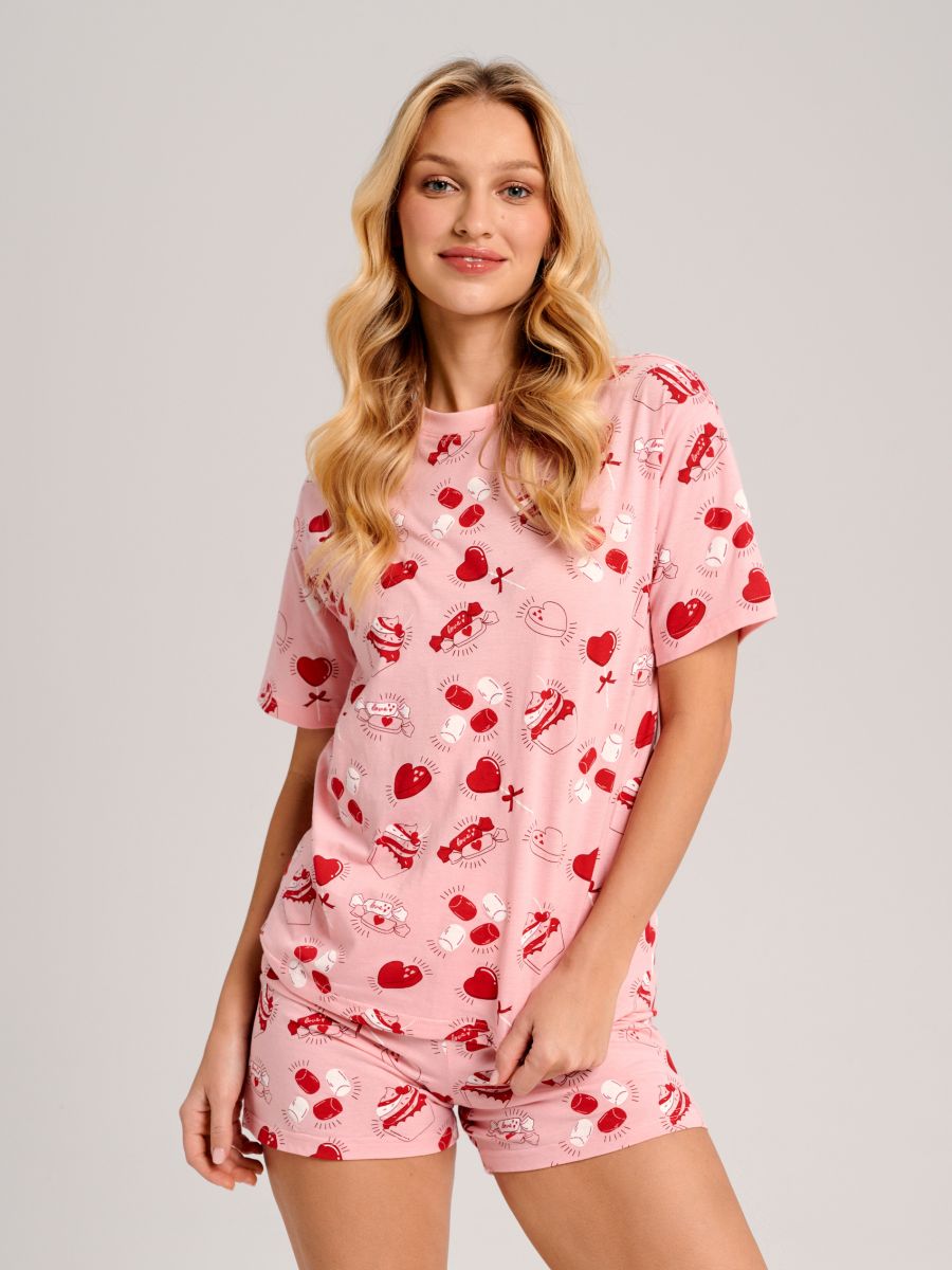 Piżama bawełniana - różowy - SINSAY