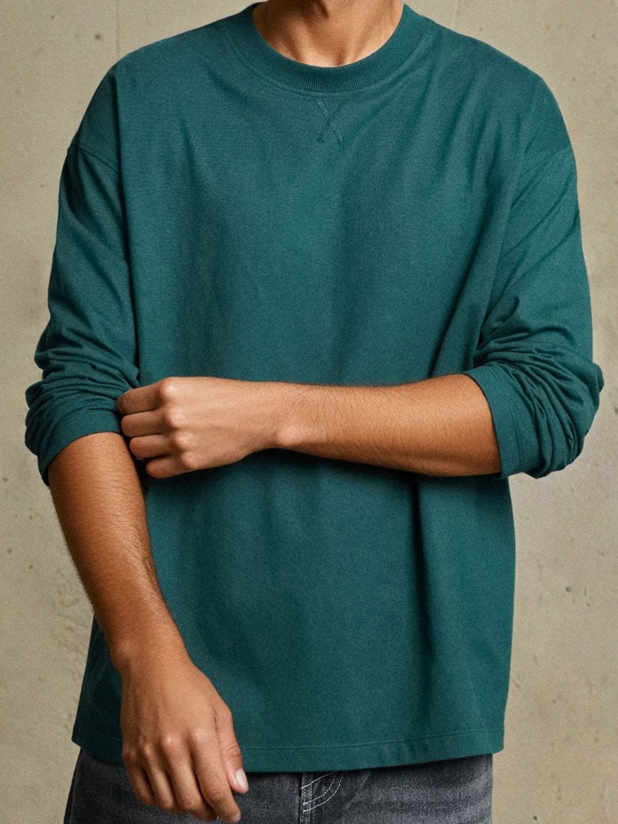 Tricou cu mânecă lungă - albastru-verzui - SINSAY