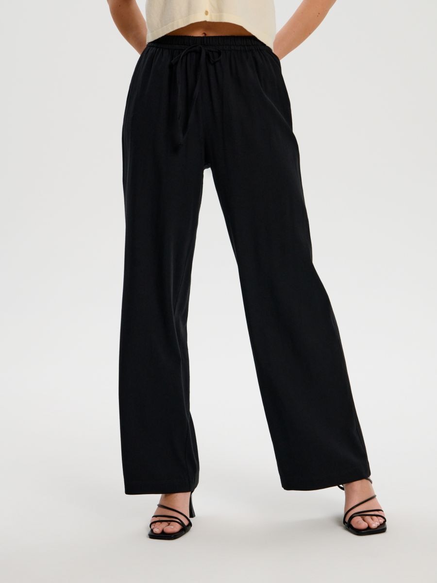 Kalhoty wide leg - černá - SINSAY