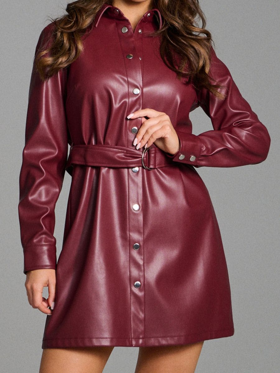 Műbőr miniruha - gesztenyebarna - SINSAY