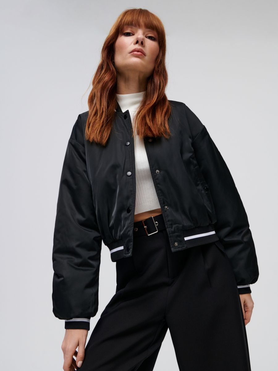 Kurtka bomberka oversize - czarny - SINSAY
