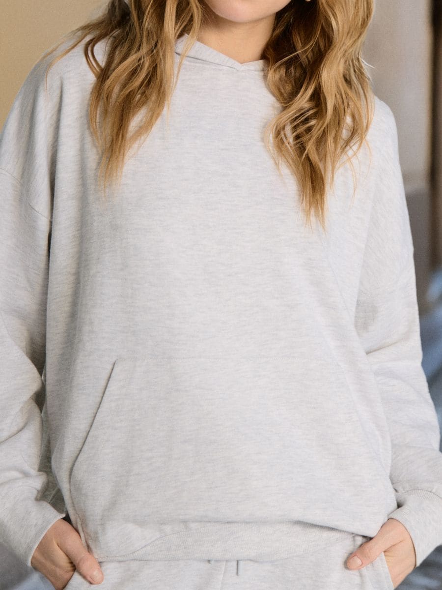 Bluza hoodie z kieszenią - szary - SINSAY