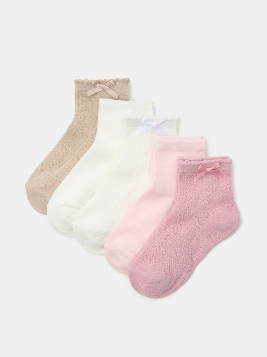 Skarpetki ażurowe z kokardką 5 pack - wielobarwny - SINSAY