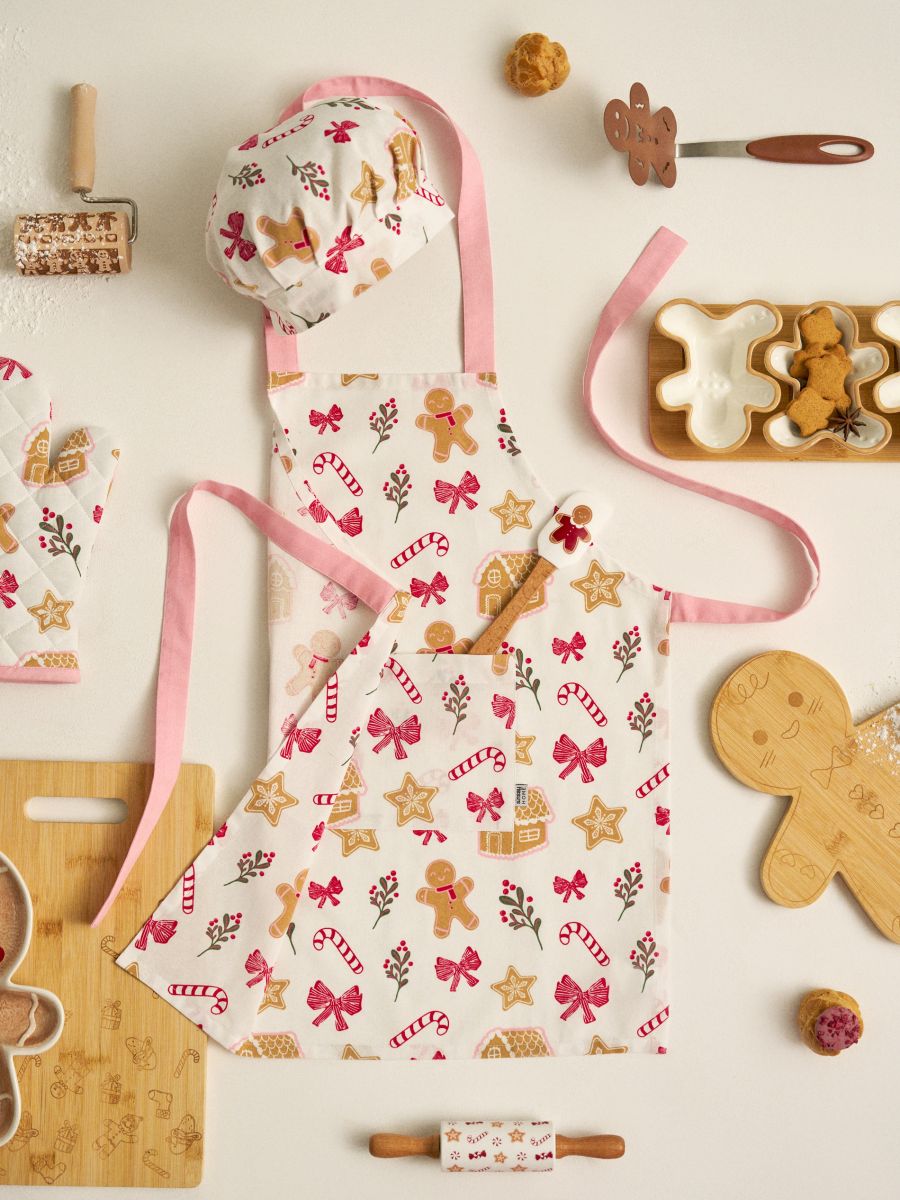 Різдвяний набір — фартух і шапка - пастельний рожевий - SINSAY