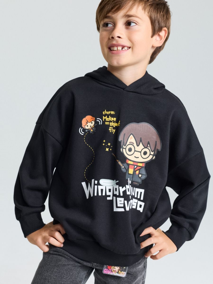 Bluza hoodie oversize z nadrukiem Harry Potter Bluza hoodie oversize z nadrukiem Harry Potter - czarny - SINSAY