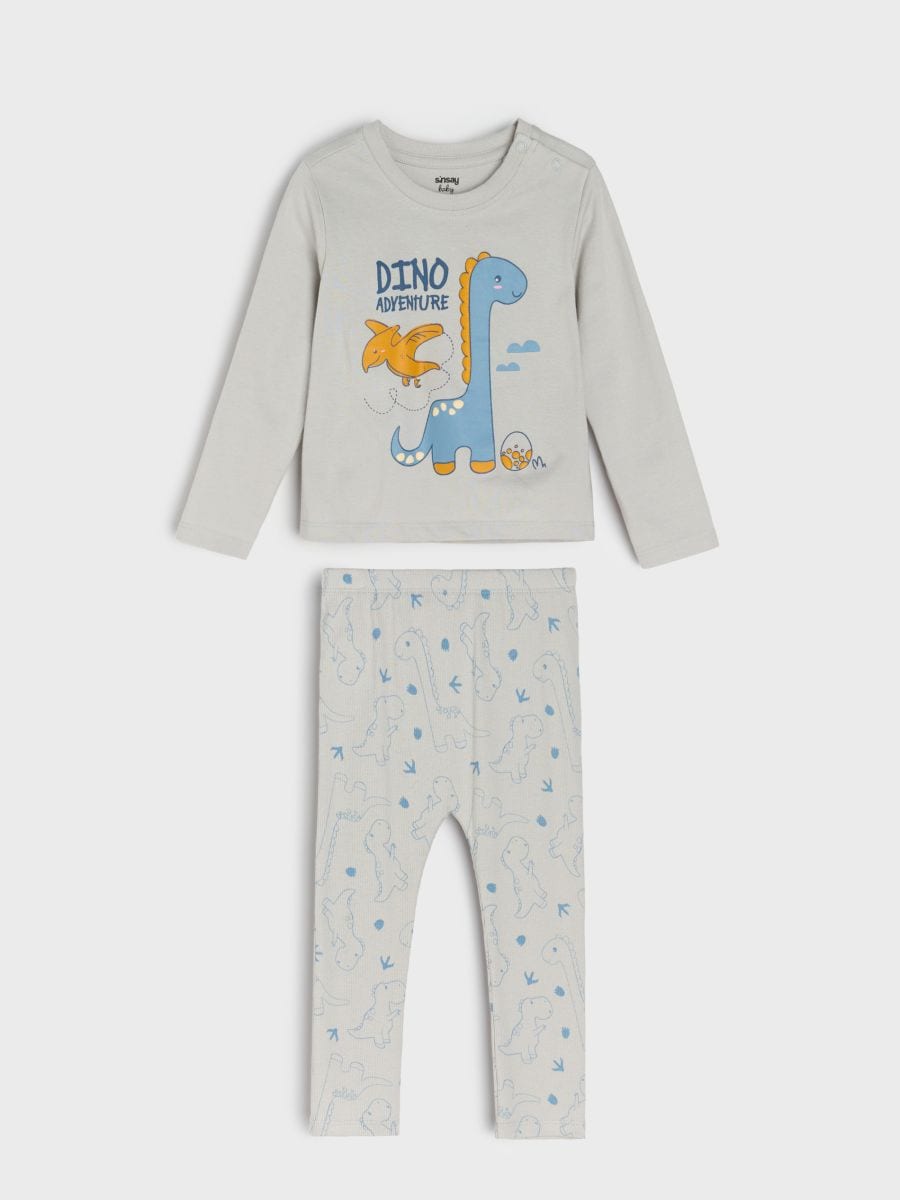 Pamukna dvodelna pidžama sa printom - svetlo plava - SINSAY