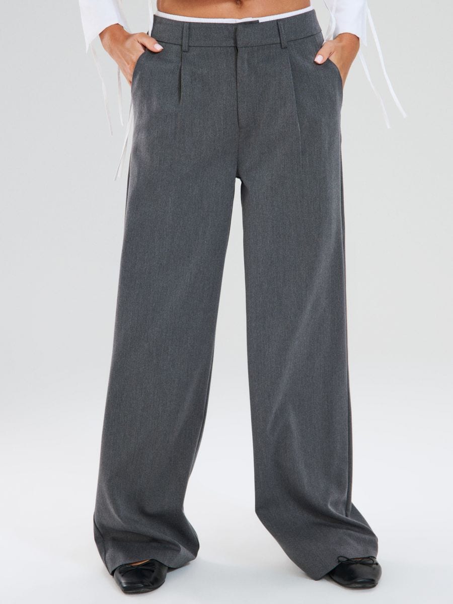 Spodnie wide leg Kolor szary - SINSAY - 686FJ-90M