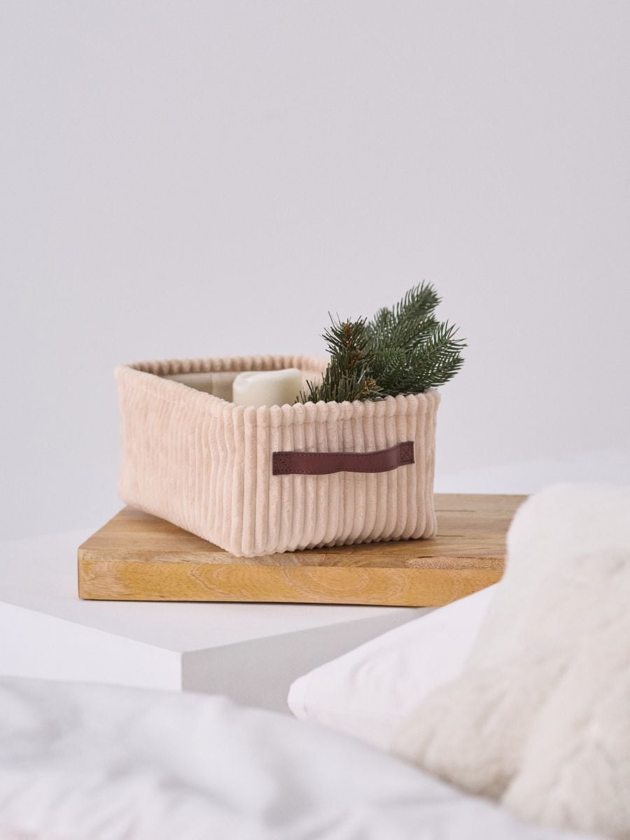 Шиенa корпа за складирање со рачки - кремаста - SINSAY