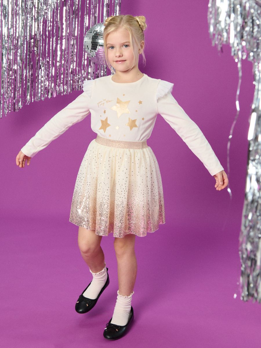 Majica z dolgimi rokavi - krema - SINSAY