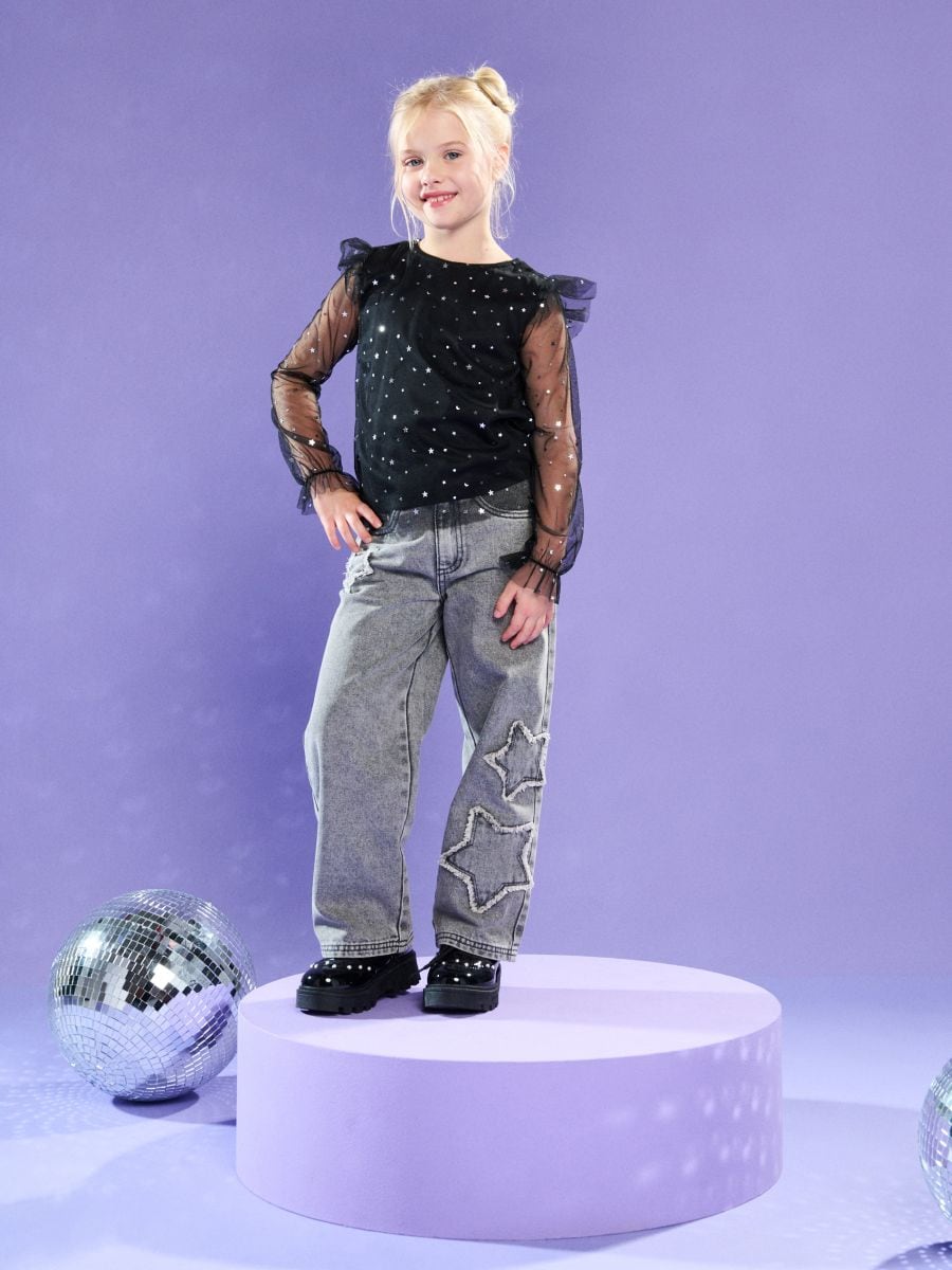 Джинси wide leg - антрацитовий - SINSAY