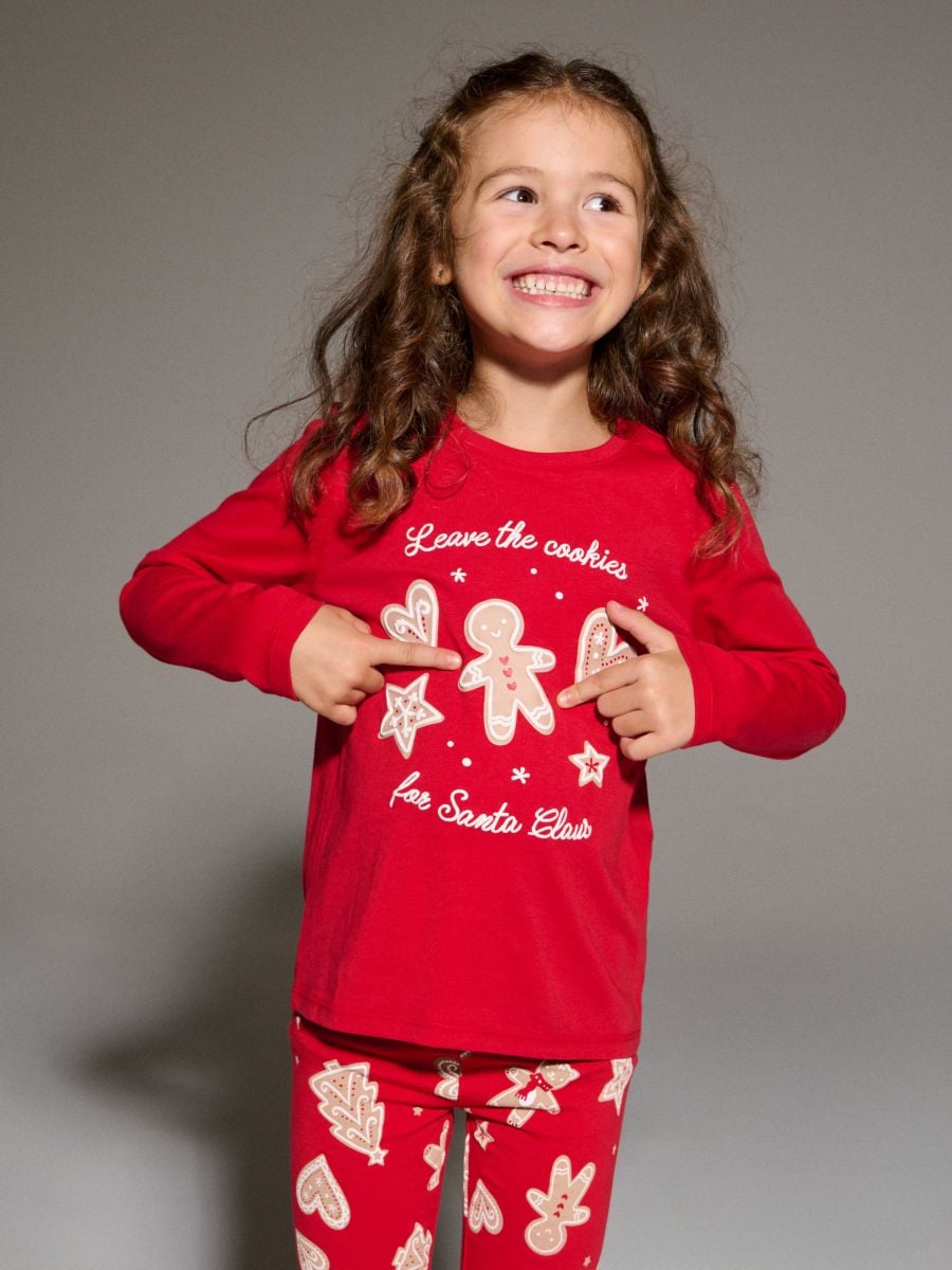 Βαμβακερό μπλουζάκι με στάμπα - κοκκινο - SINSAY