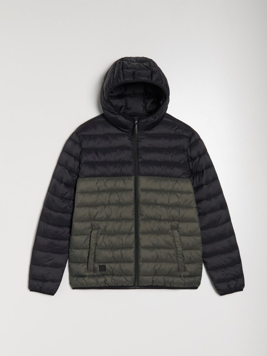 Квітована куртка puffer з капюшоном - хакі - SINSAY