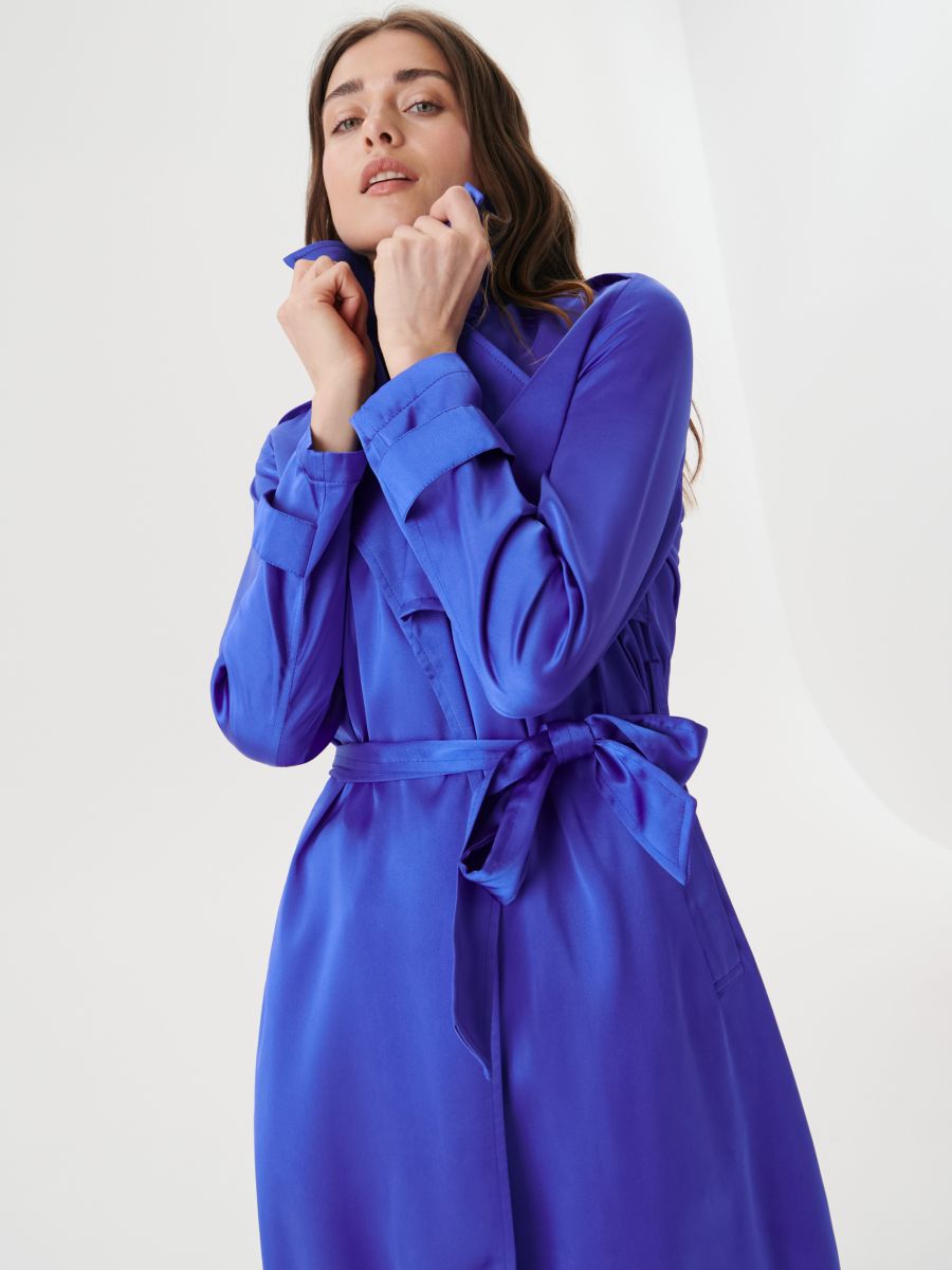 Jachetă cu cordon în talie - albastru-violet - SINSAY
