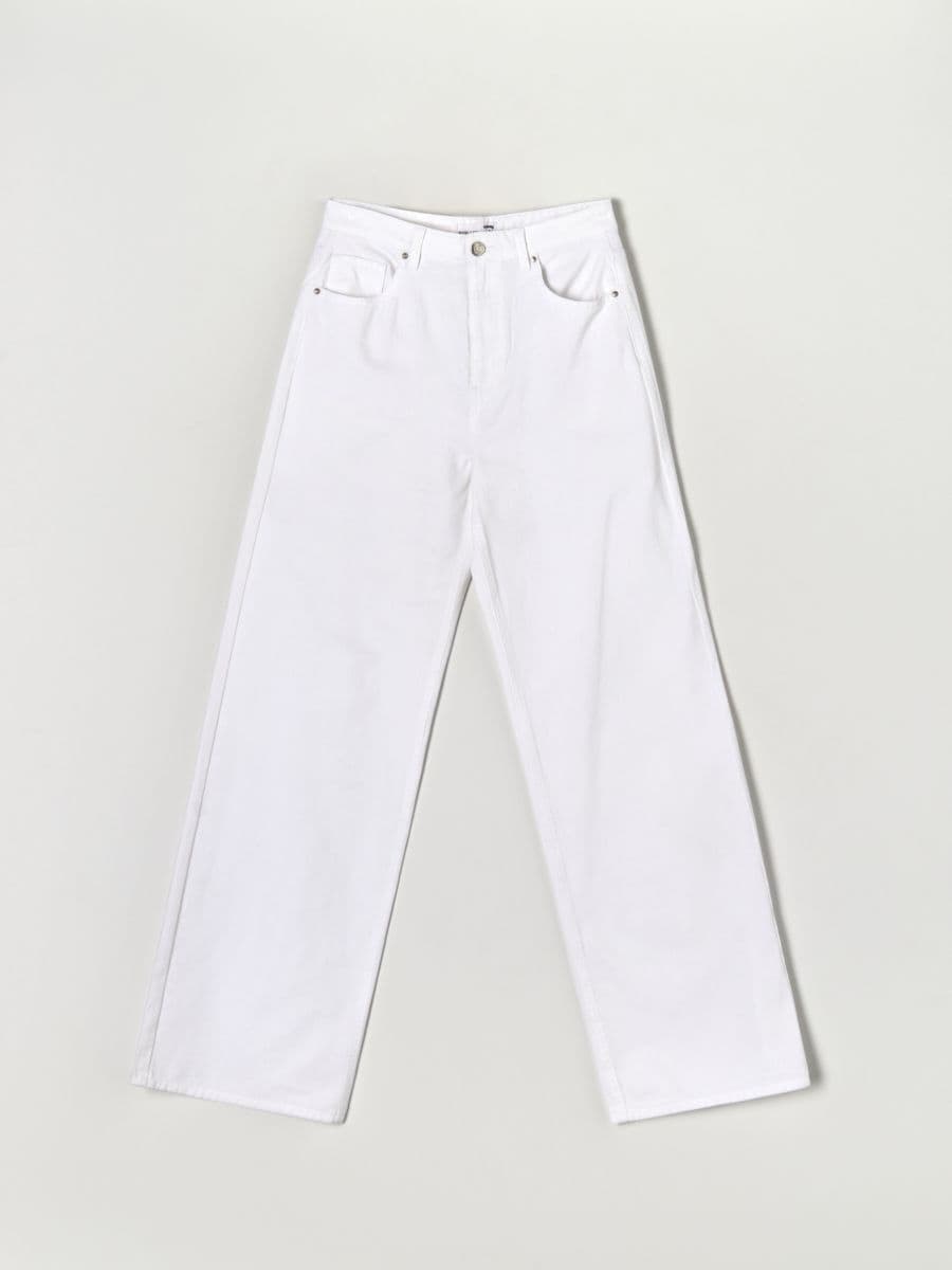 Ψηλόμεσο τζιν παντελόνι wide leg - λευκο - SINSAY