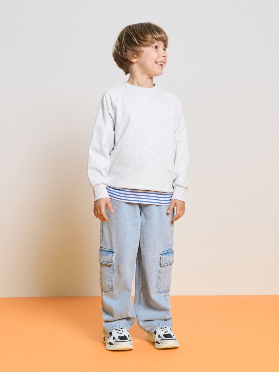 Jeansy cargo loose fit - niebieski - SINSAY
