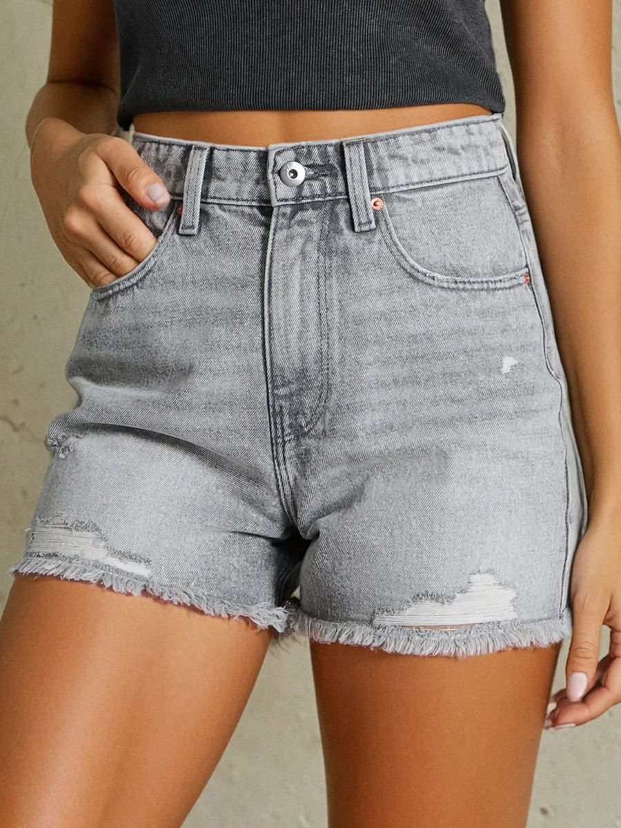Jeansshorts mit Used-Look - Grau - SINSAY