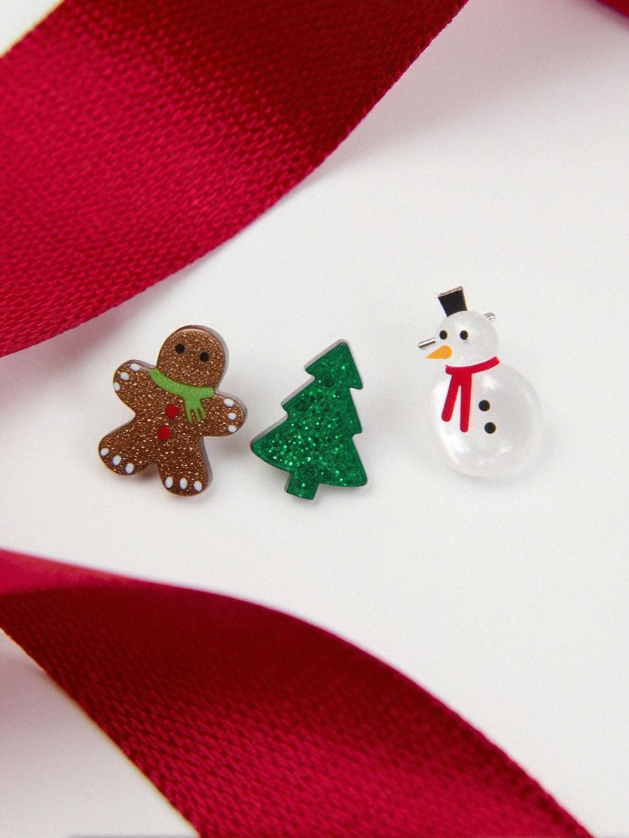 Komplet 3 parov uhanov - večbarvna - SINSAY