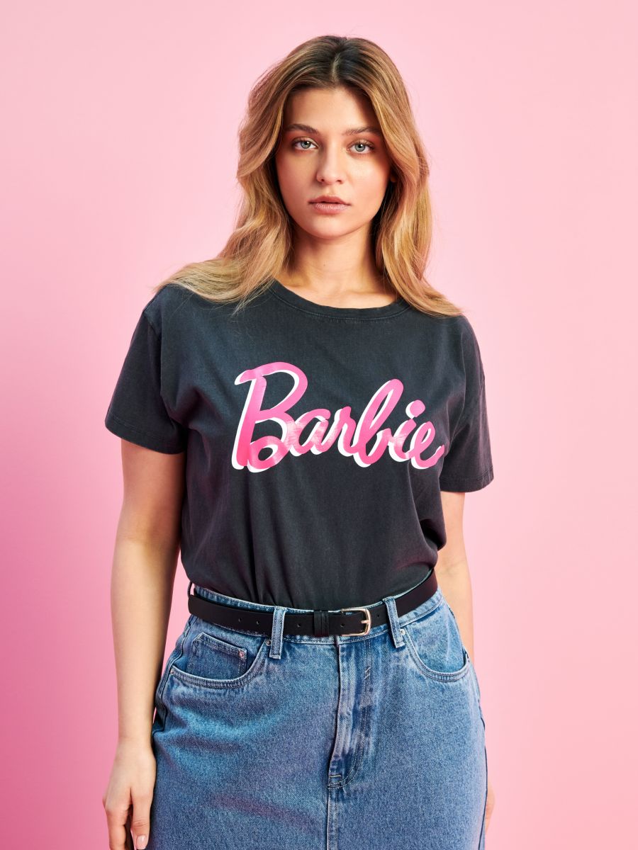 Majica kratkih rukava Barbie - tamnosivo - SINSAY