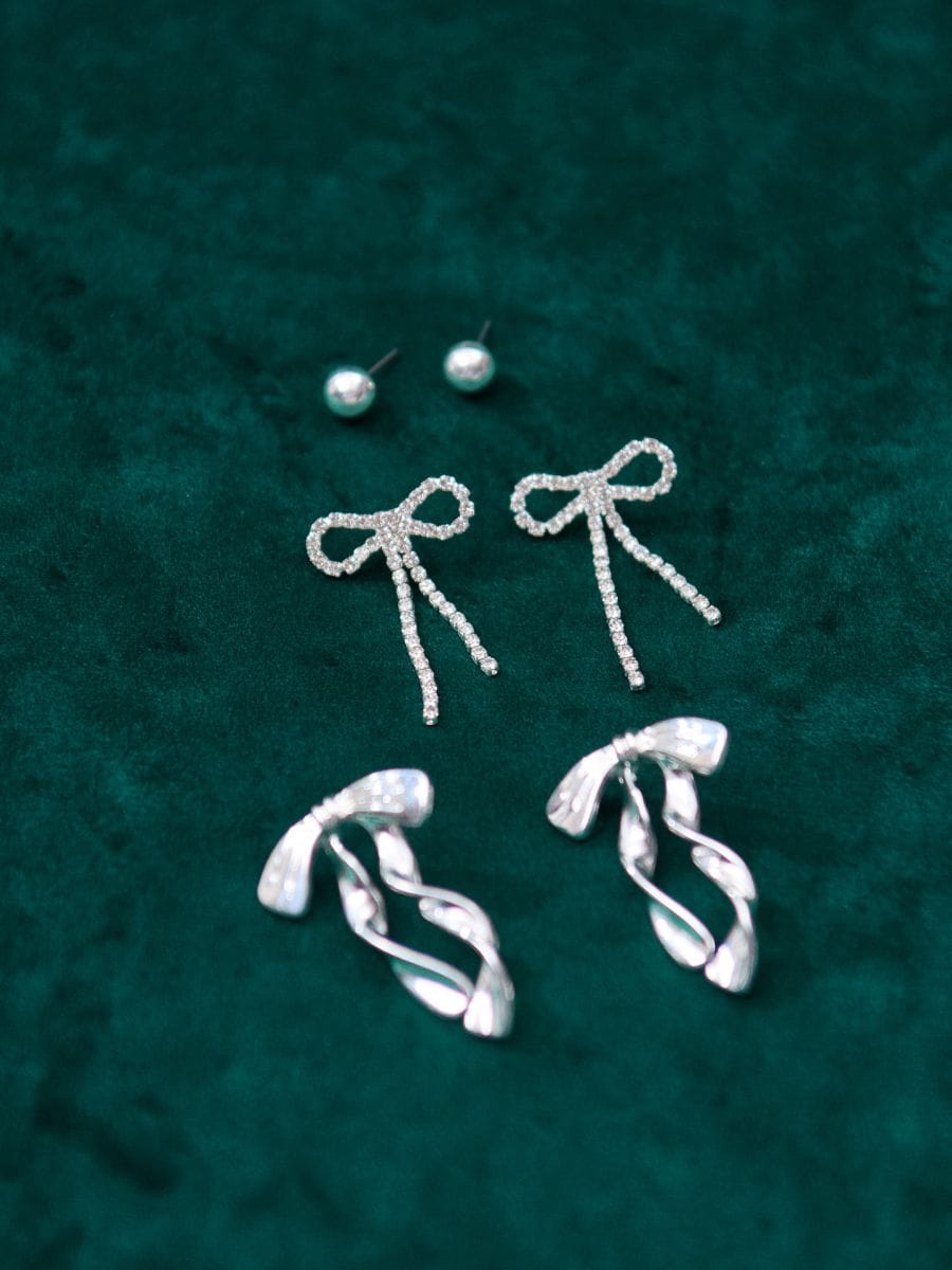 Komplet 3 parov uhanov - srebrna - SINSAY