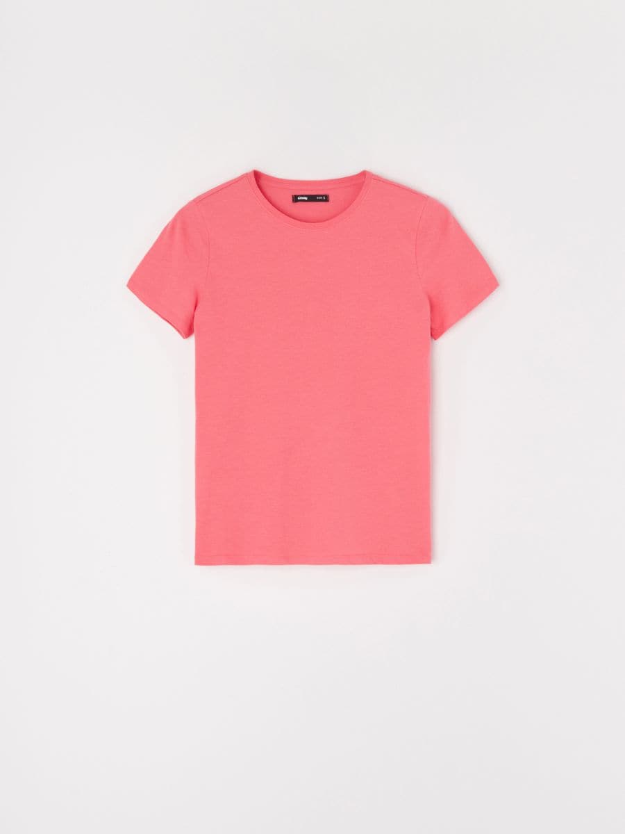 Bavlněné tričko - korálová - SINSAY