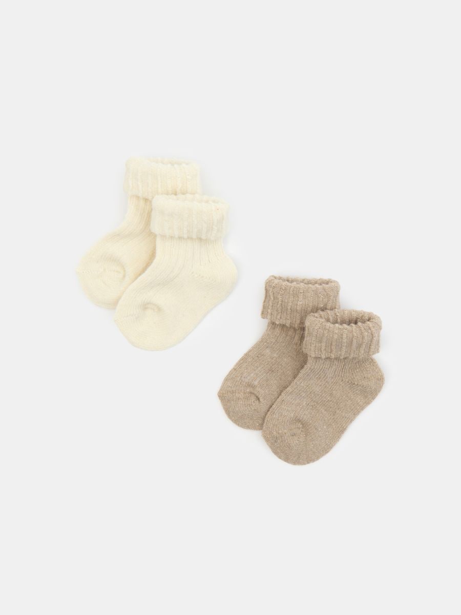 Kojenecké ponožky s příměsí vlny 2 pack - béžová - SINSAY