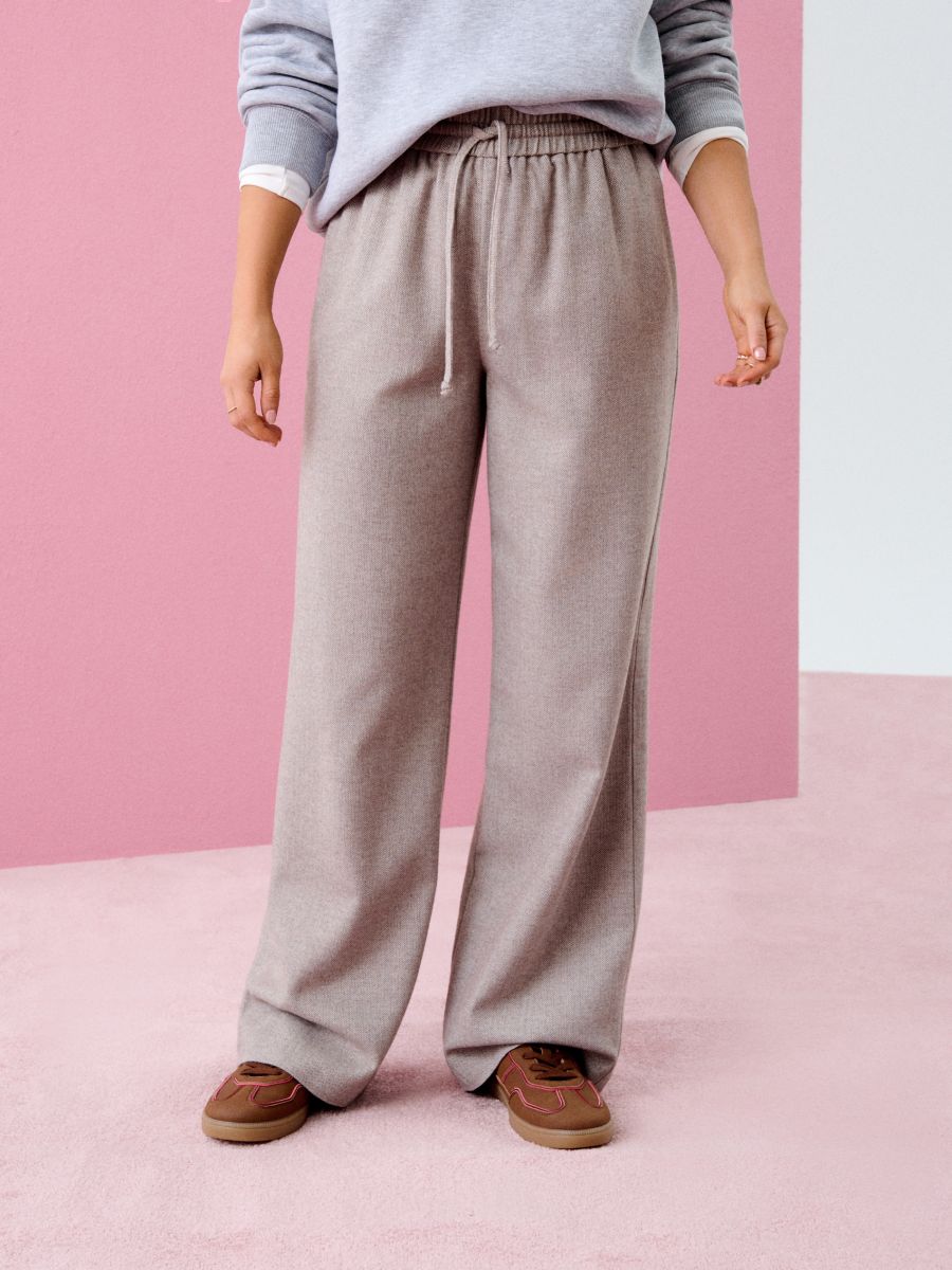 Hose mit weitem Bein - Beige - SINSAY