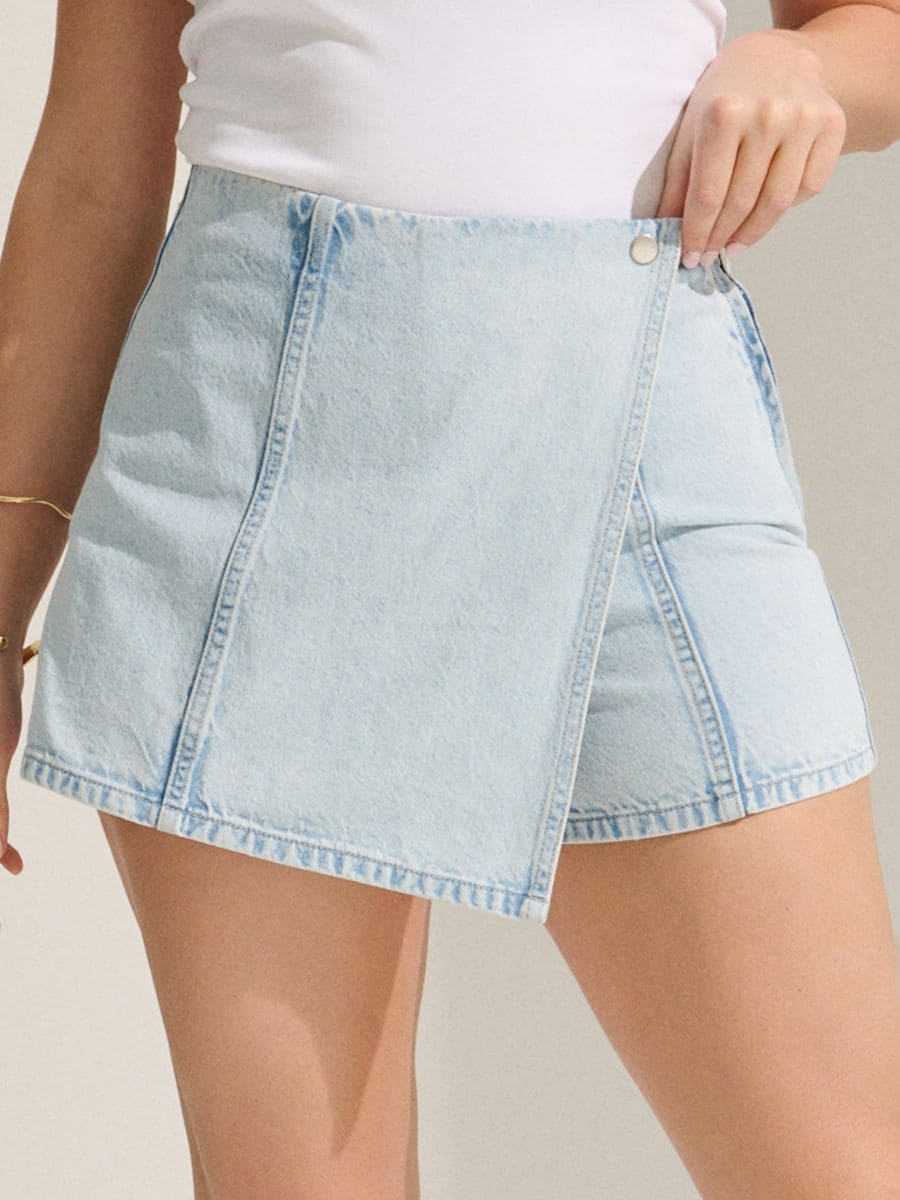 Fustă-pantaloni din denim - albastru - SINSAY