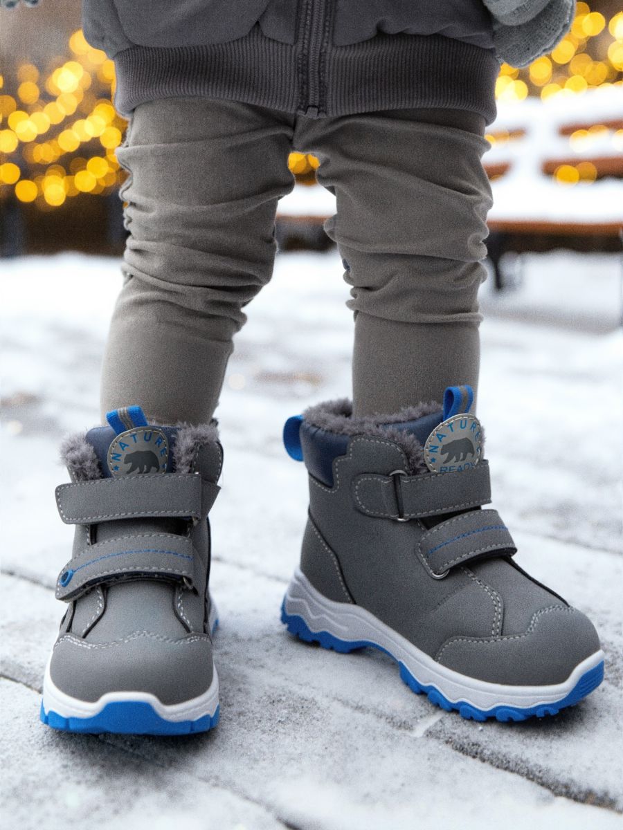 Ocieplane botki z elementami odblaskowymi - szary - SINSAY