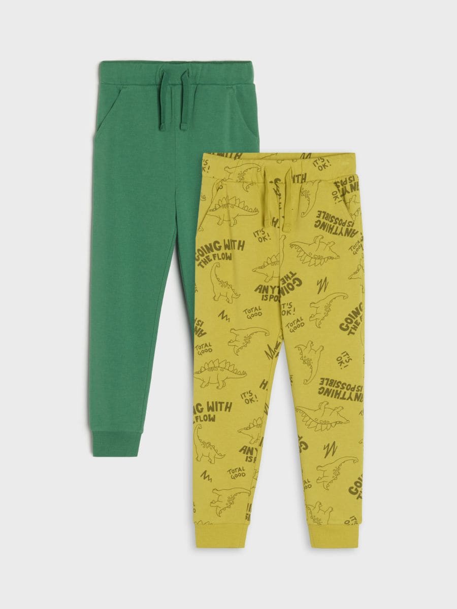 Komplet 2 športnih hlač jogger - rumeno zelena - SINSAY