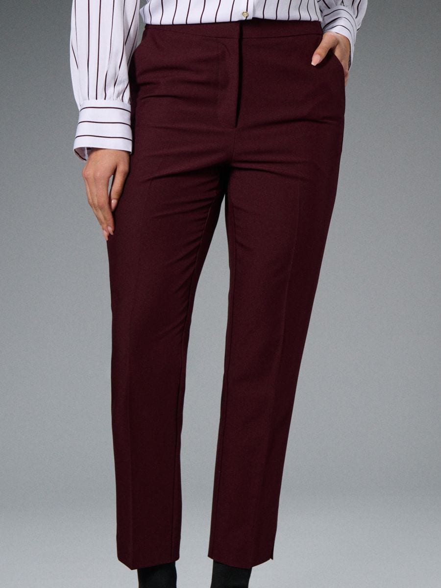 Pantaloni țigaretă - carmin - SINSAY