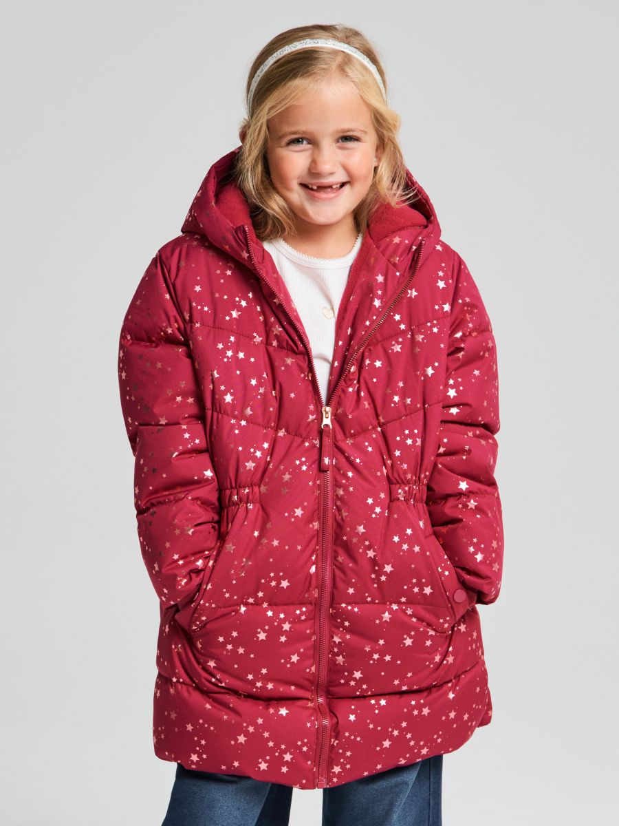 Prošivena jakna s kapuljačom - maroon - SINSAY