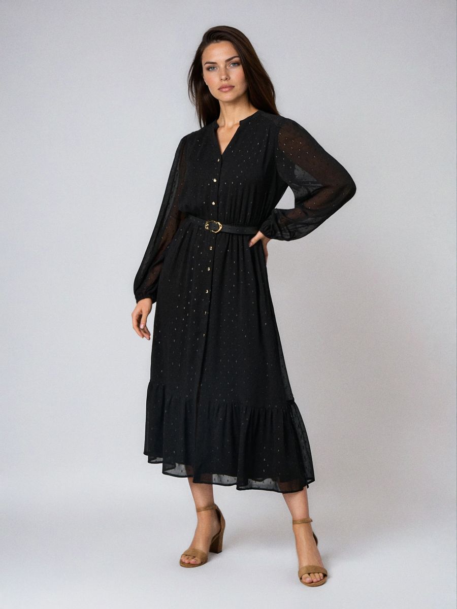 Сукня міді - чорний - SINSAY