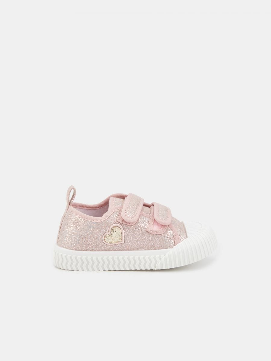 Sneakers with Velcro fastening - pastel pink - SINSAY