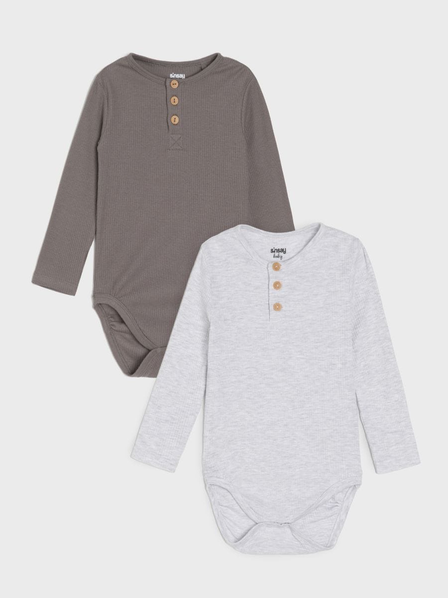 Rebrasti body 2 pakiranja - svetlo siva - SINSAY