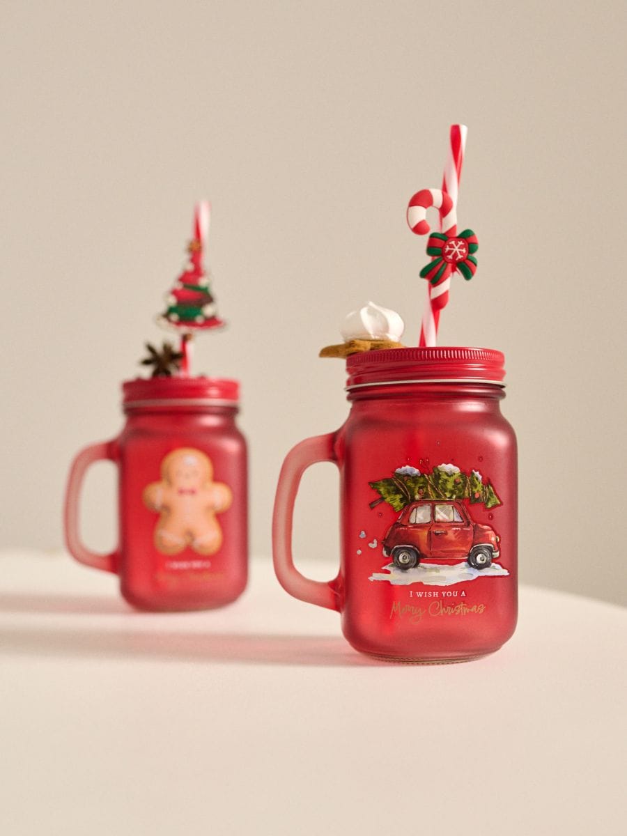 Багаторазовий стакан з соломинкою - червоний - SINSAY